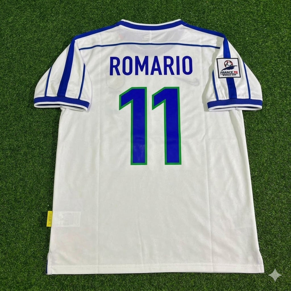 1998 Brazil World Cup Romário #11 Retro Football Jersey – Back View