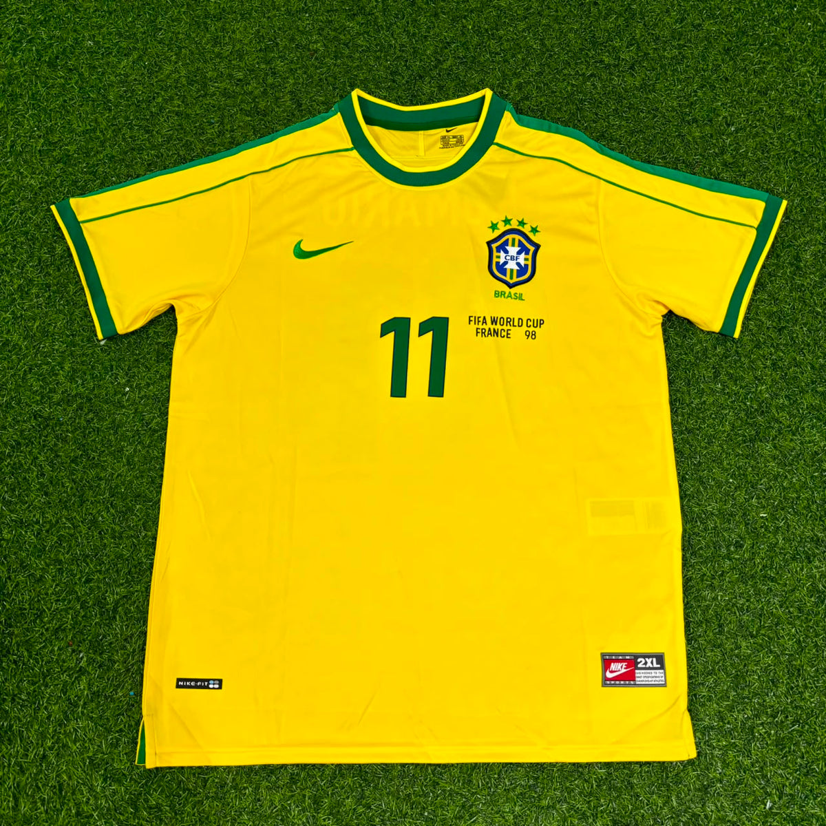 Brazil 1998 World Cup Retro Jersey – Romário #11 – Front View