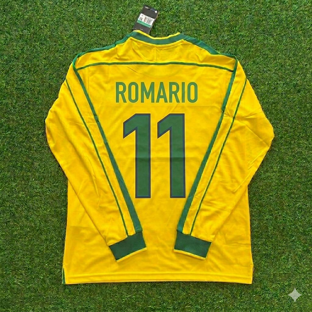 Brazil Long Sleeve Retro Football Kit Jersey Shirt – Romário #11 - – Back View
