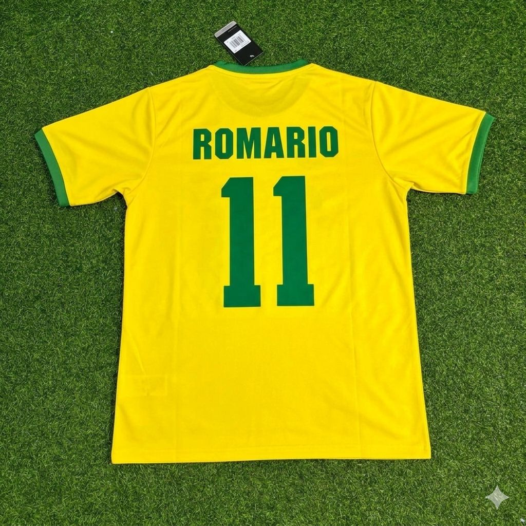 Romario Brazil Retro Home Football Jersey – Back View