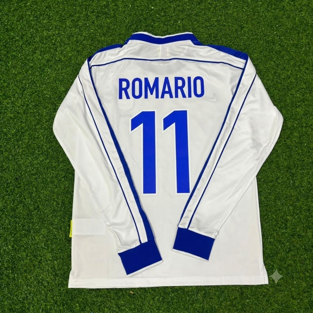 Romario Brazil Long Sleeve Retro Football Jersey – Back View