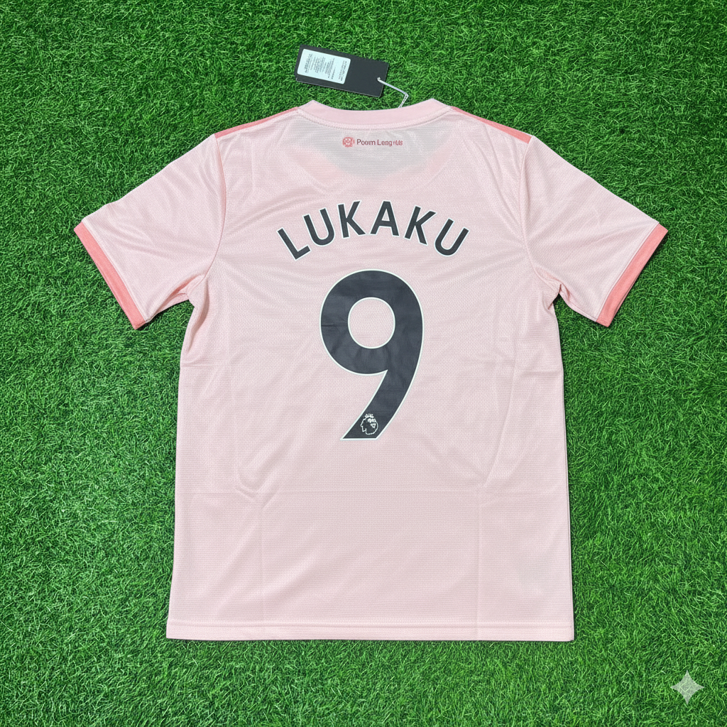 Manchester United 2018/19 Pink Retro Football Jersey – Romelu Lukaku – Back View