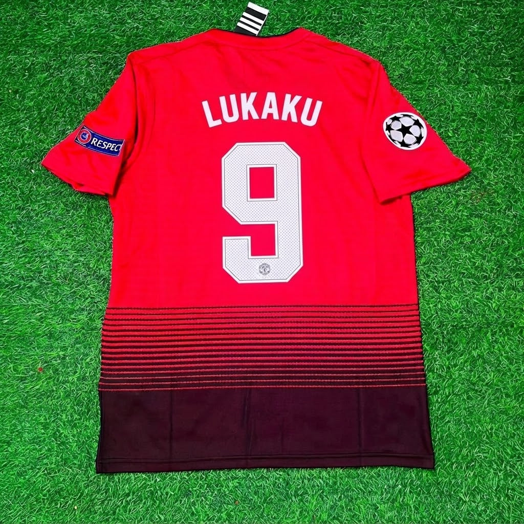 Romelu Lukaku #9 Manchester United 2018/2019 Season Home Red Retro Football Jersey – Back View