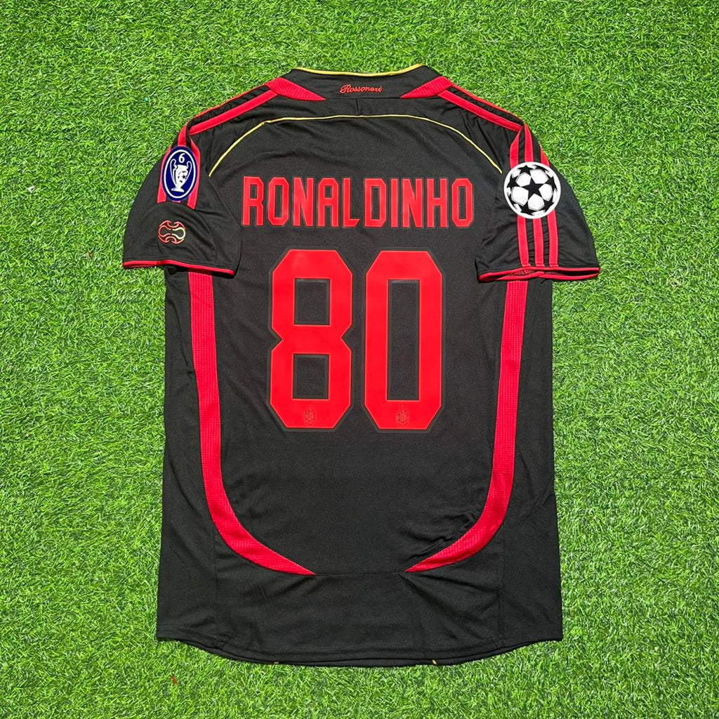 AC Milan 2008 2009 Home Retro Football Jersey – Ronaldinho #80 – Back View