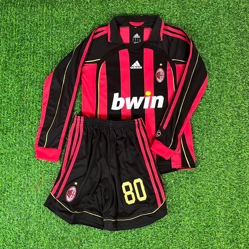 Ronaldinho Gaúcho 80 – AC Milan 2008-2009 Home Long Sleeve Retro Kit Jersey – | | – Front View