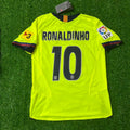 Ronaldinho Gaucho Barcelona 2005 2006 Green Yellow Retro Jersey – Back View