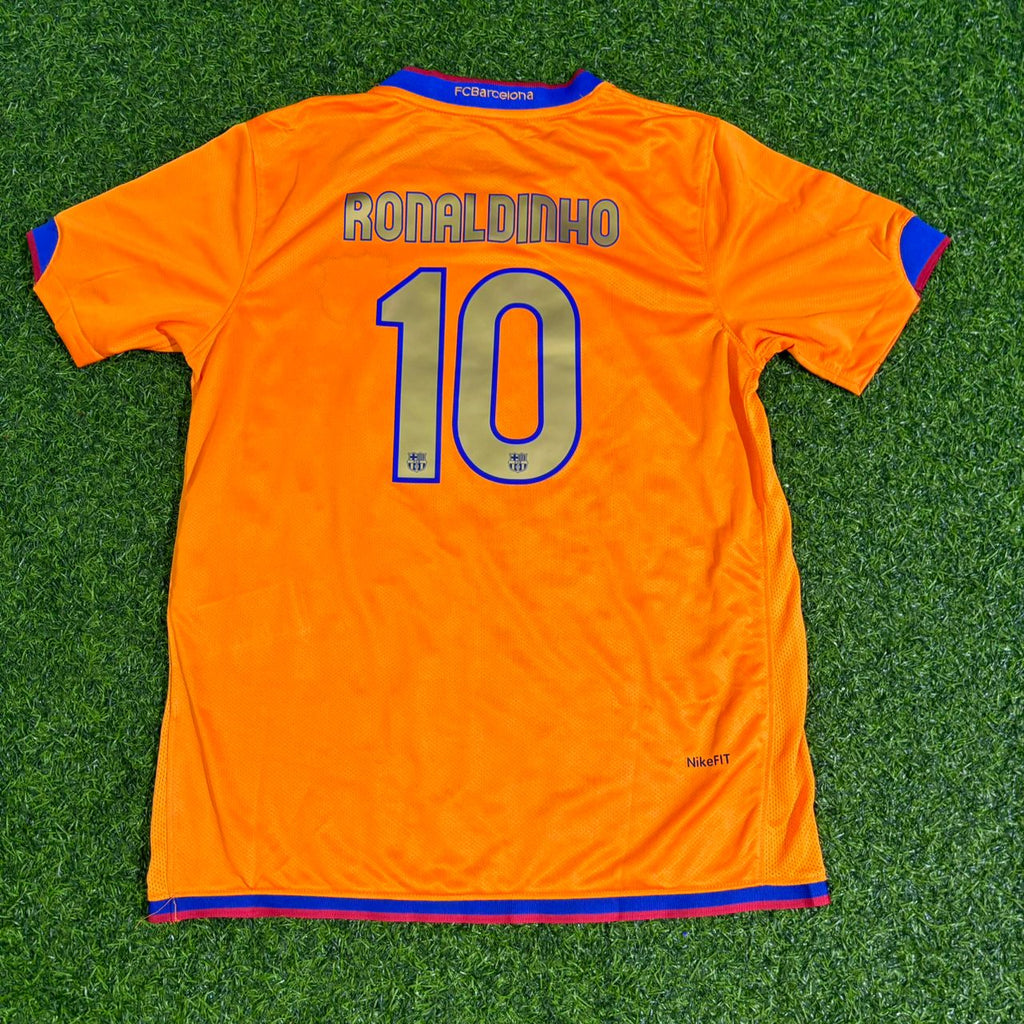 2006/07 Ronaldinho Barcelona Orange Retro Football Jersey – Back View