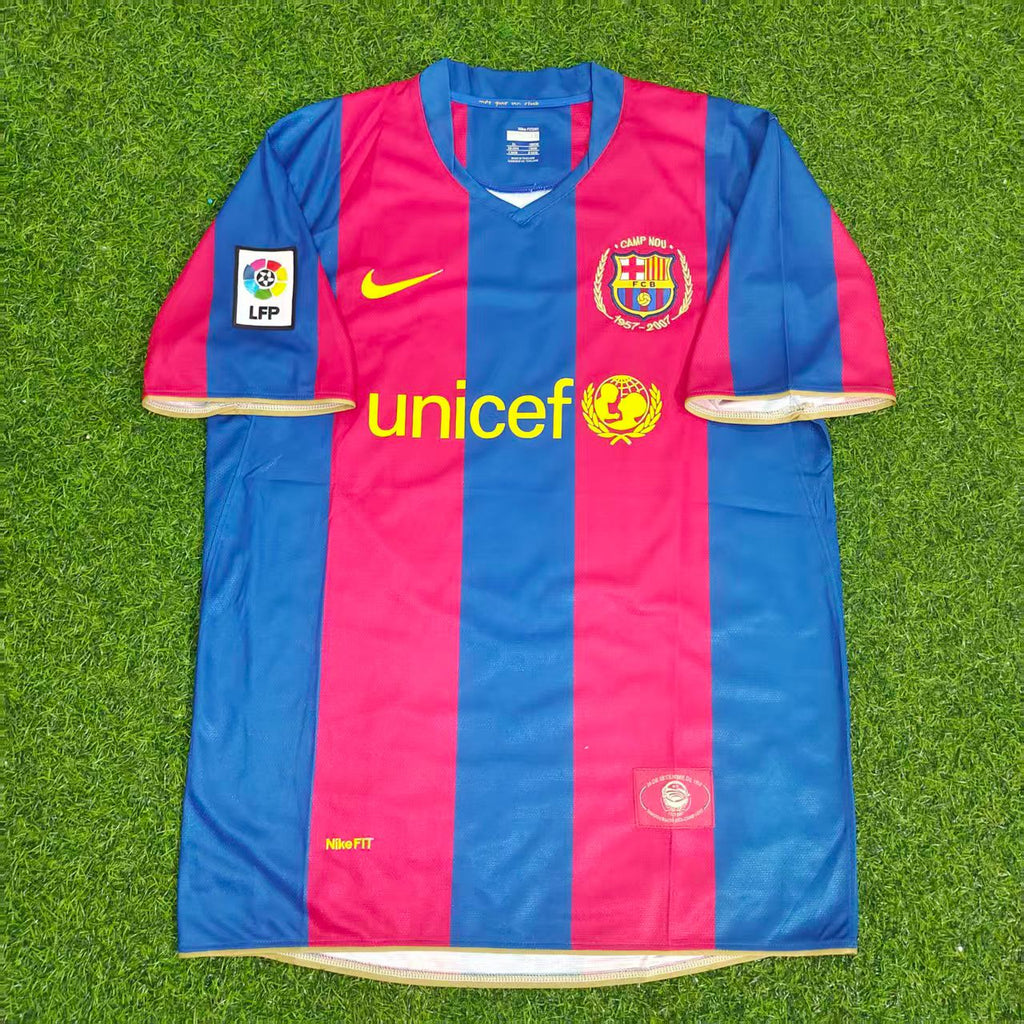 2007 Ronaldinho Barcelona 2008 Retro Football Jersey – Front View