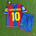 2007/08 Ronaldinho 10- Barcelona Retro Kids Football Jersey – Back View
