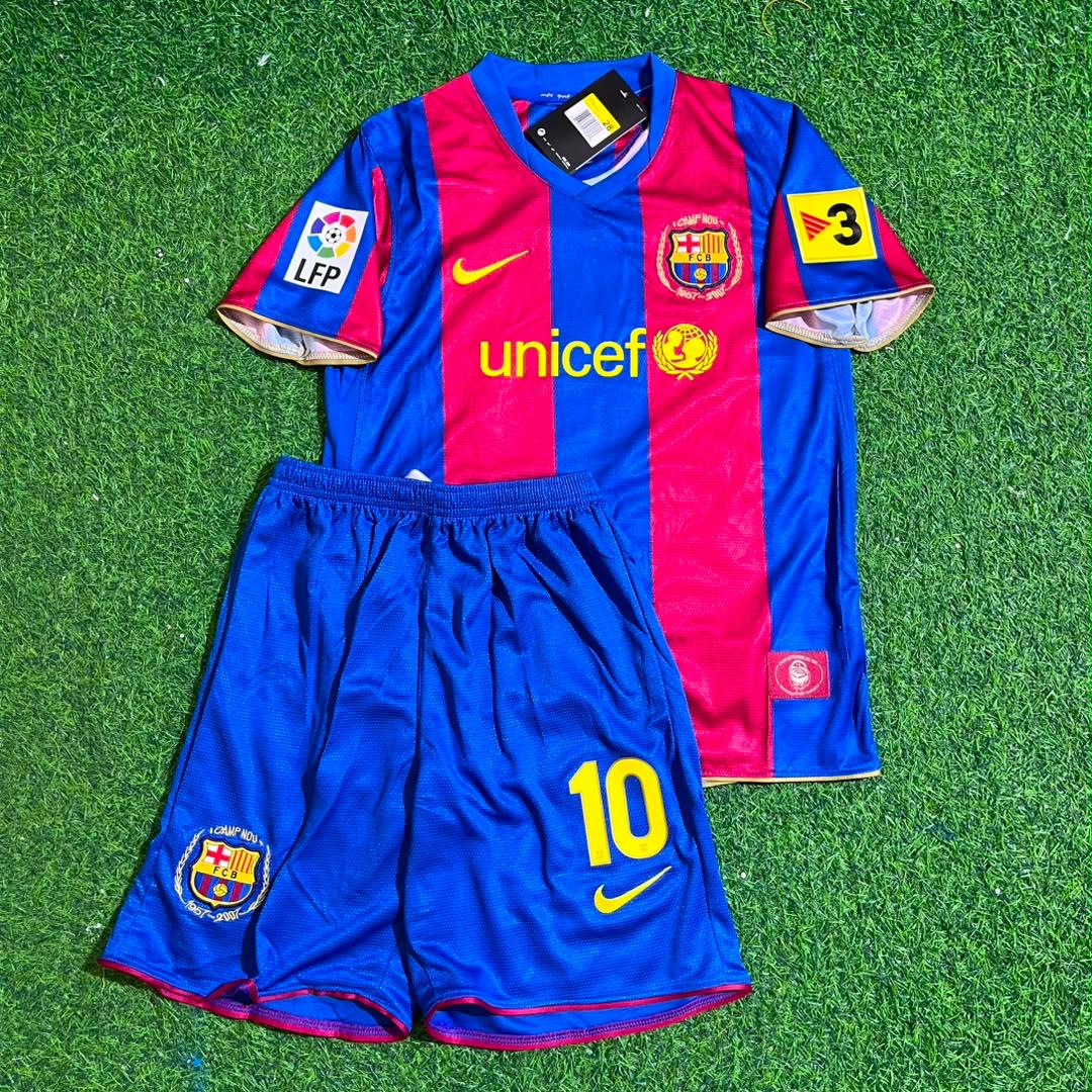 Barcelona 2007/2008 Retro KIDS Football Jersey – Ronaldinho 10- – Front View