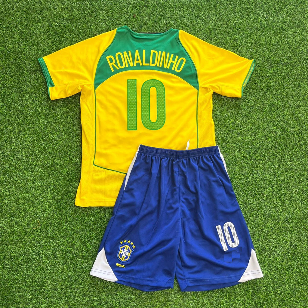 Ronaldinho Brazil 2004–2006 Retro Kids Football Jersey – Back View