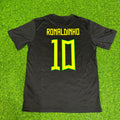 Brazil Black Retro Football Jersey – Ronaldinho – Back View