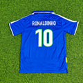 Brazil Blue Retro Football Jersey – Ronaldinho – Back View