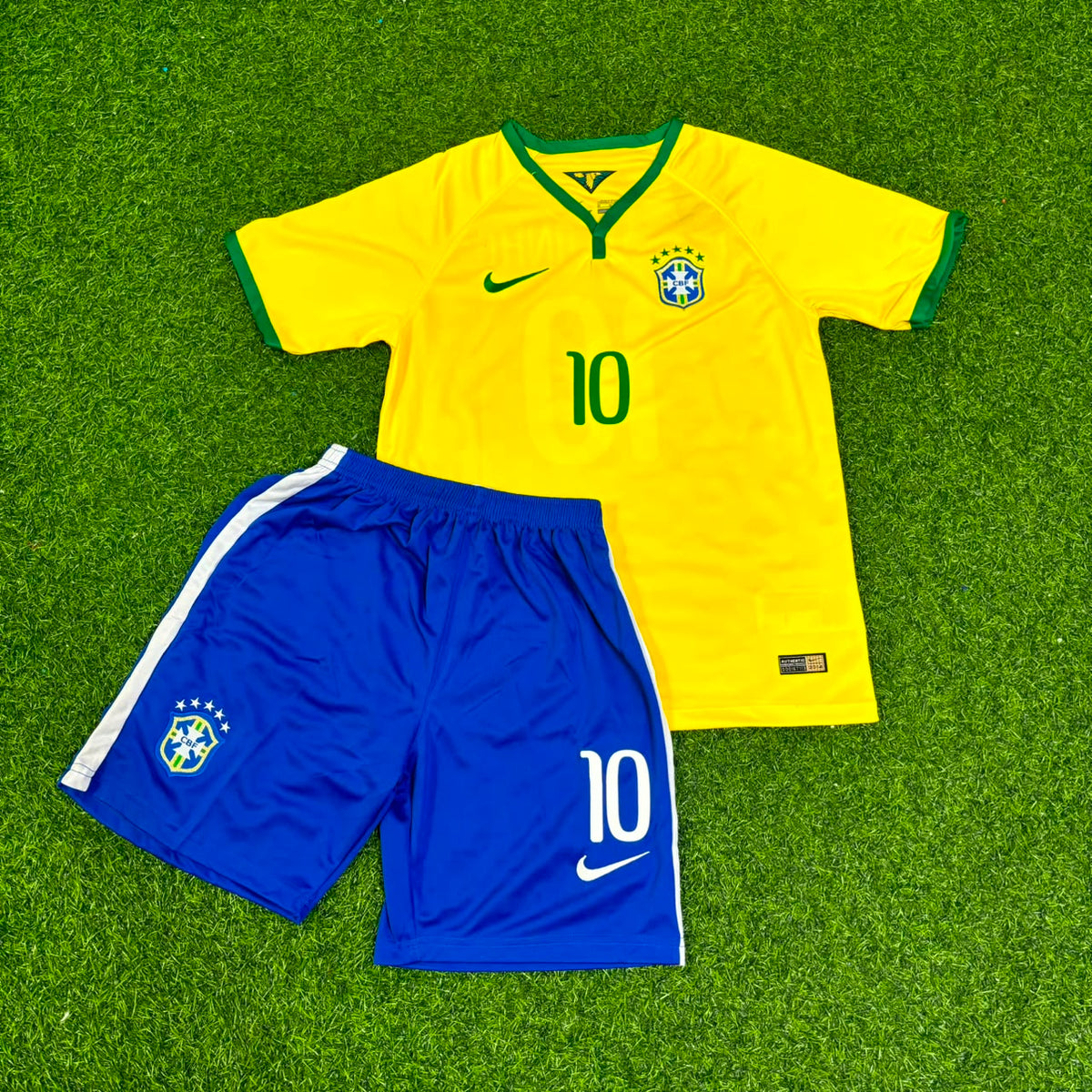 Ronaldinho Brazil Home Yellow Retro Kids Football Jersey Collection – Front View