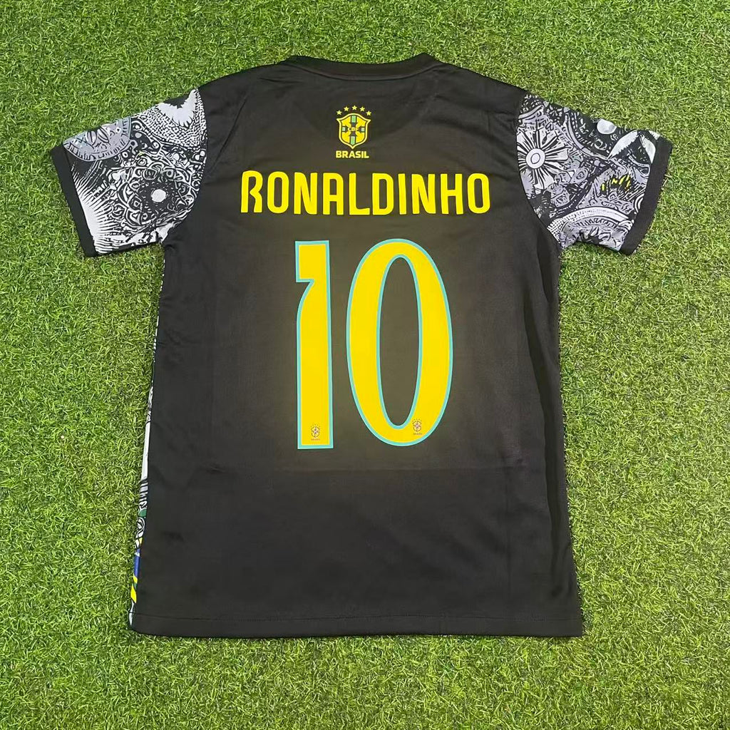 Ronaldinho Brazil Iconic Retro Football Jersey – Back View