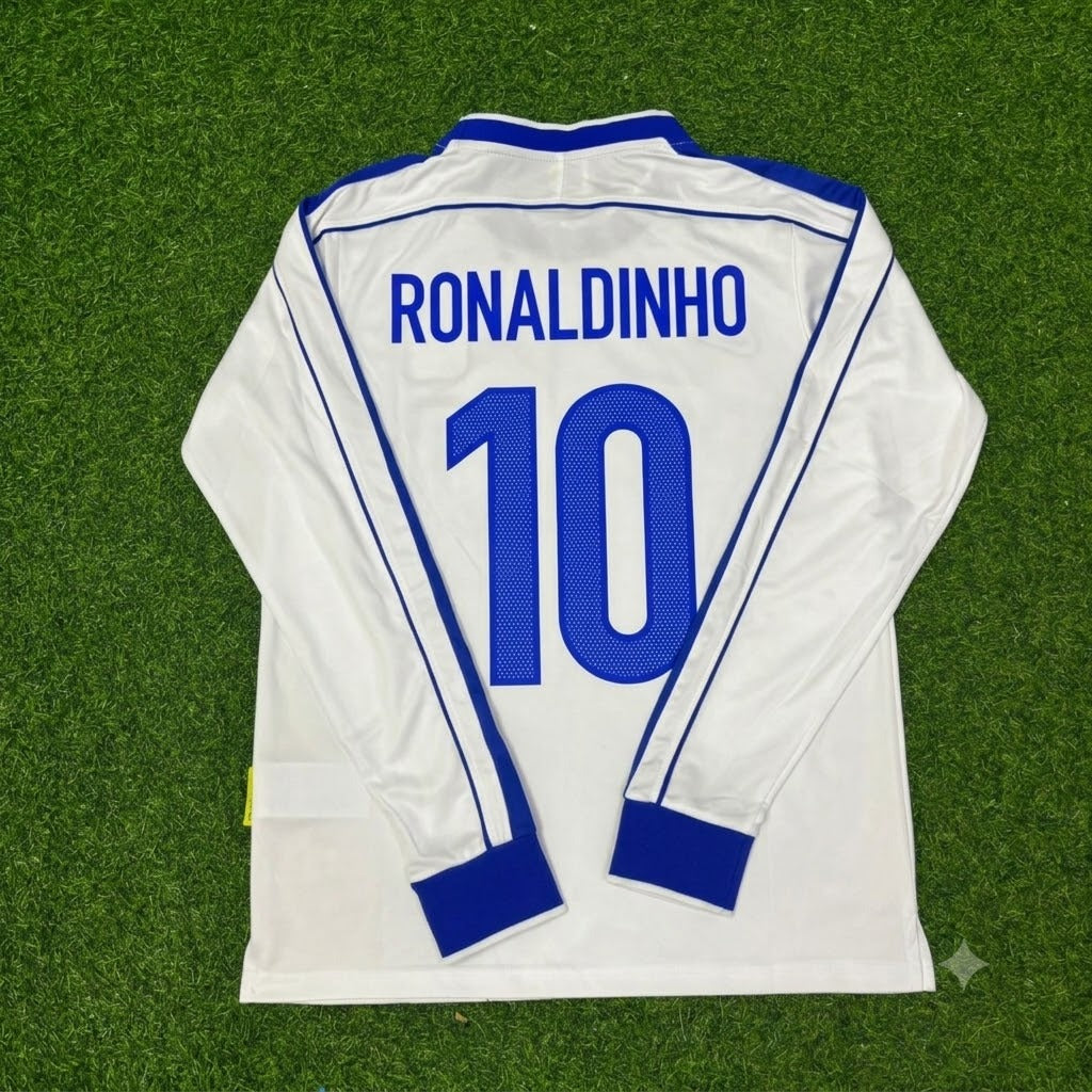Ronaldinho Gaucho Brazil Long Sleeve Retro Football Jersey – Back View