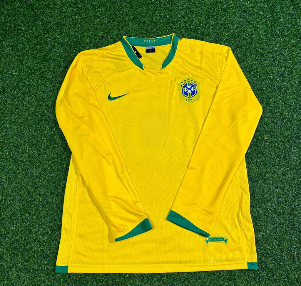 Brazil Long Sleeve Retro Football Jersey – Pele #10 – Front View