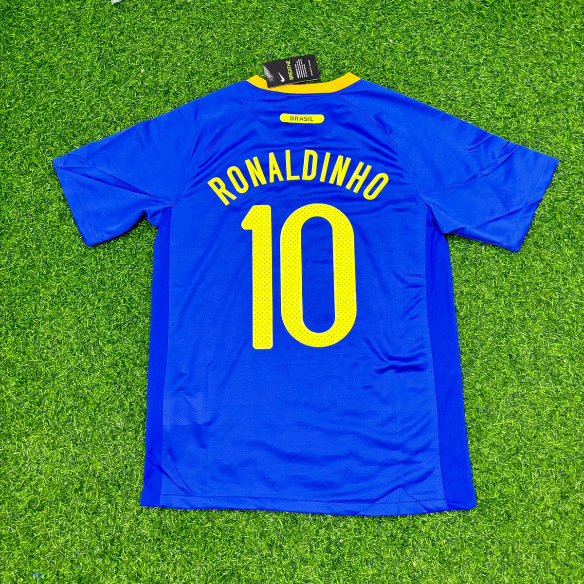 Ronaldinho Gaucho Brazil 2010 World Cup Retro Blue Jersey – Back View