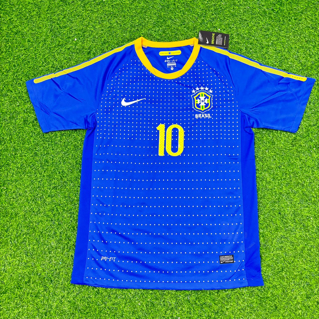 Ronaldinho Gaucho Brazil 2010 World Cup Retro Blue Jersey – Front View
