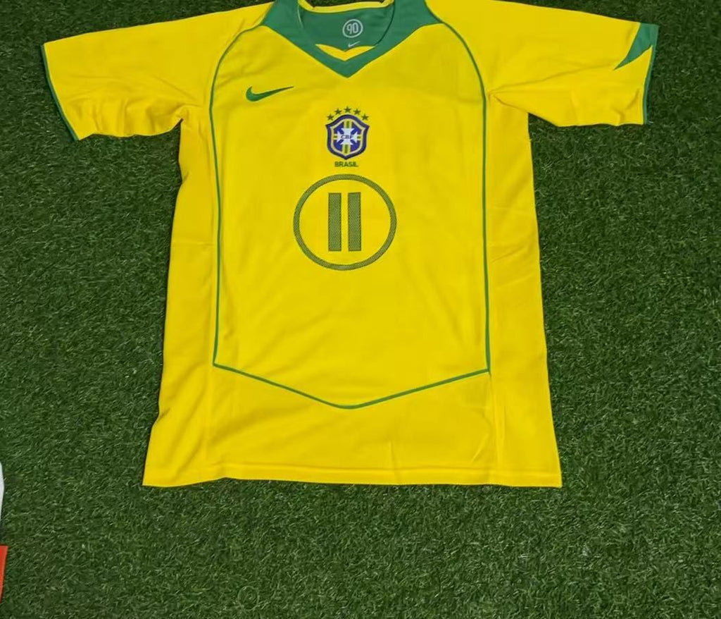Ronaldinho Gaucho #11– Brazil 2006 World Cup Retro Kit Jersey – | | – Front View