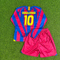 Ronaldinho Gaúcho Barcelona 2005-2006 Long Sleeve Kids Retro Football Jersey – Back View