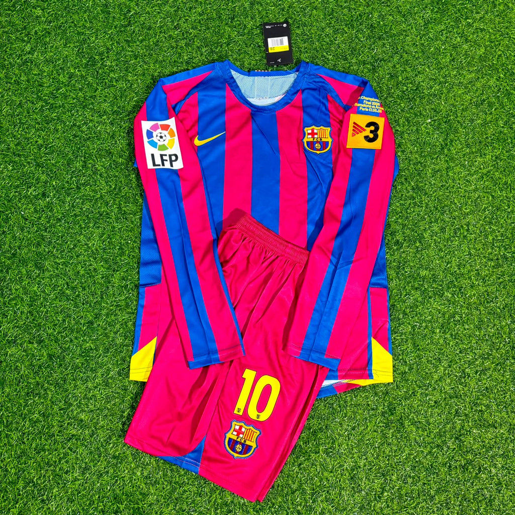 Ronaldinho Gaucho Barcelona 2006 Final Kids Special Retro Long Sleeve Football Jersey – Front View
