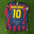 Ronaldinho Gaucho 10 – Barcelona 2006 Final Retro Long Sleeve Football Jersey – | | – Back View