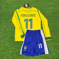 Ronaldinho Gaúcho Brazil 1998 World Cup Retro Kids Football Jersey – Back View
