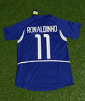 2002 Brazil World Cup Ronaldinho Gaucho Blue Retro Football Jersey – Back View