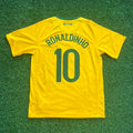 2010 Brazil World Cup Ronaldinho Gaucho Retro Yellow Football Jersey – Back View