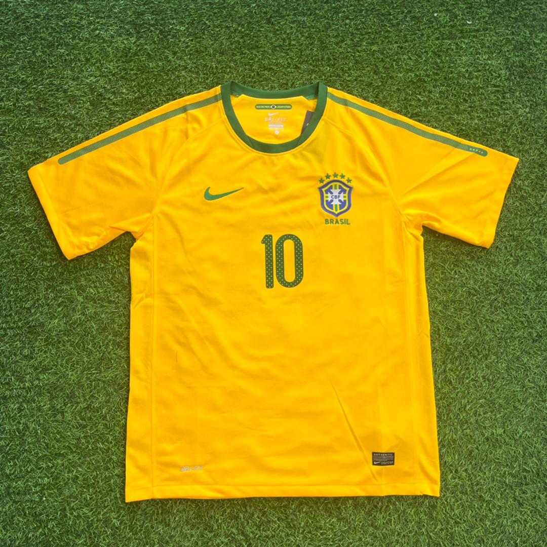 2010 Brazil World Cup Ronaldinho Gaucho Retro Yellow Football Jersey – Front View
