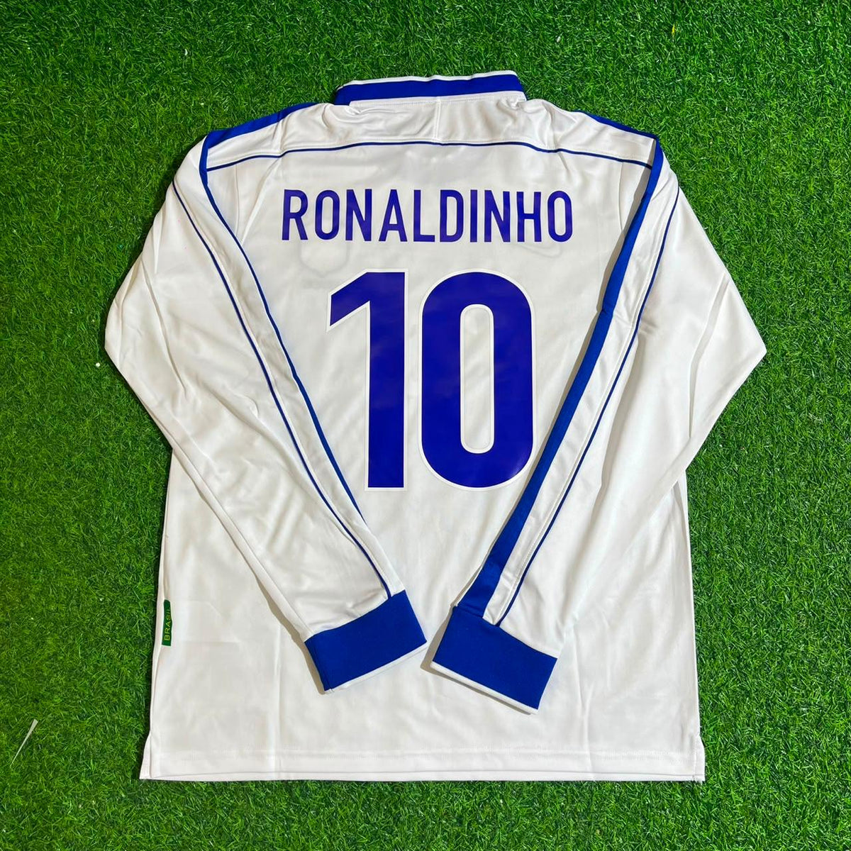 Brazil Long Sleeve Retro Football Jersey – Ronaldinho Gaucho – Back View