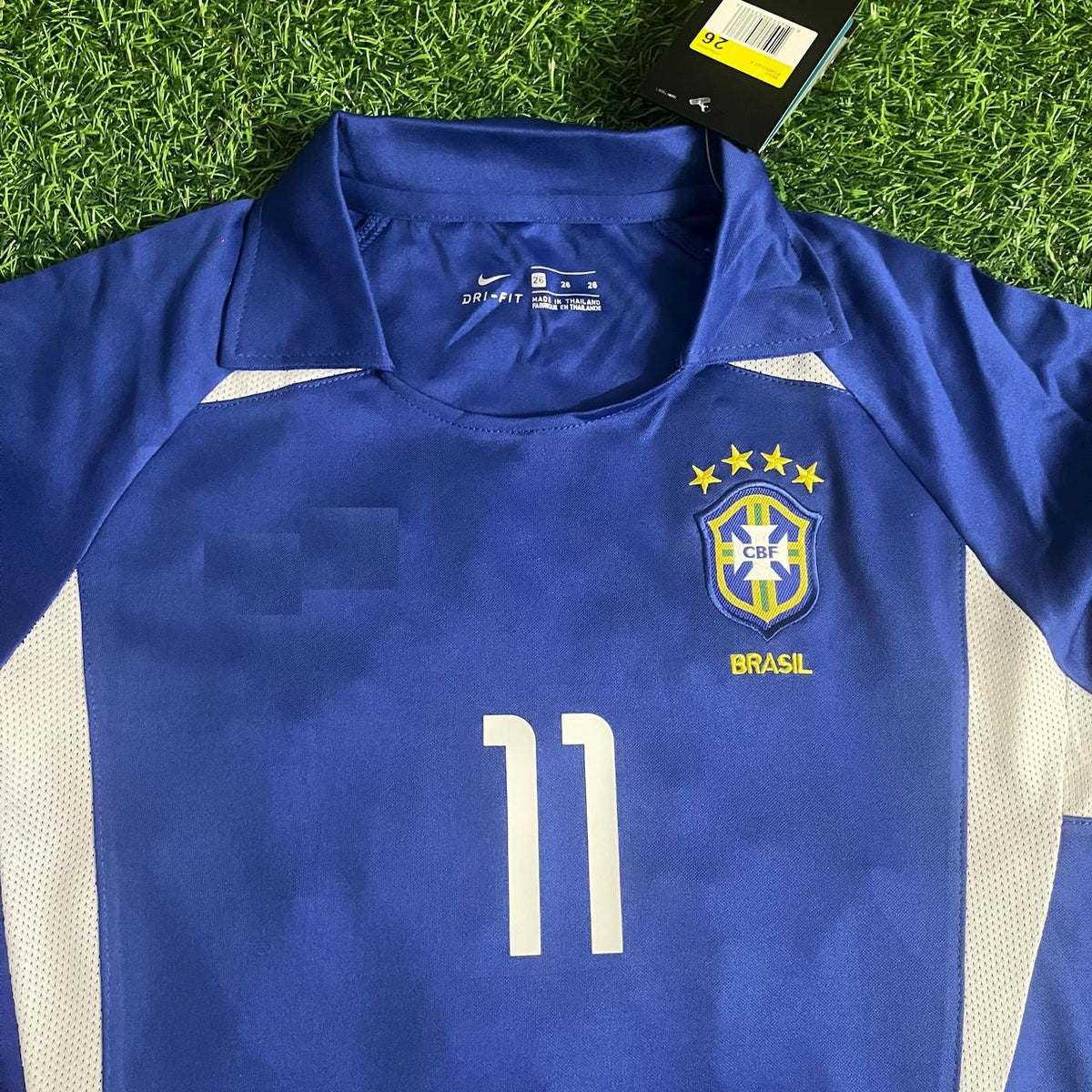 2002 Ronaldinho Brazil Away Kids Kit Football Jersey for Children – Detailed View