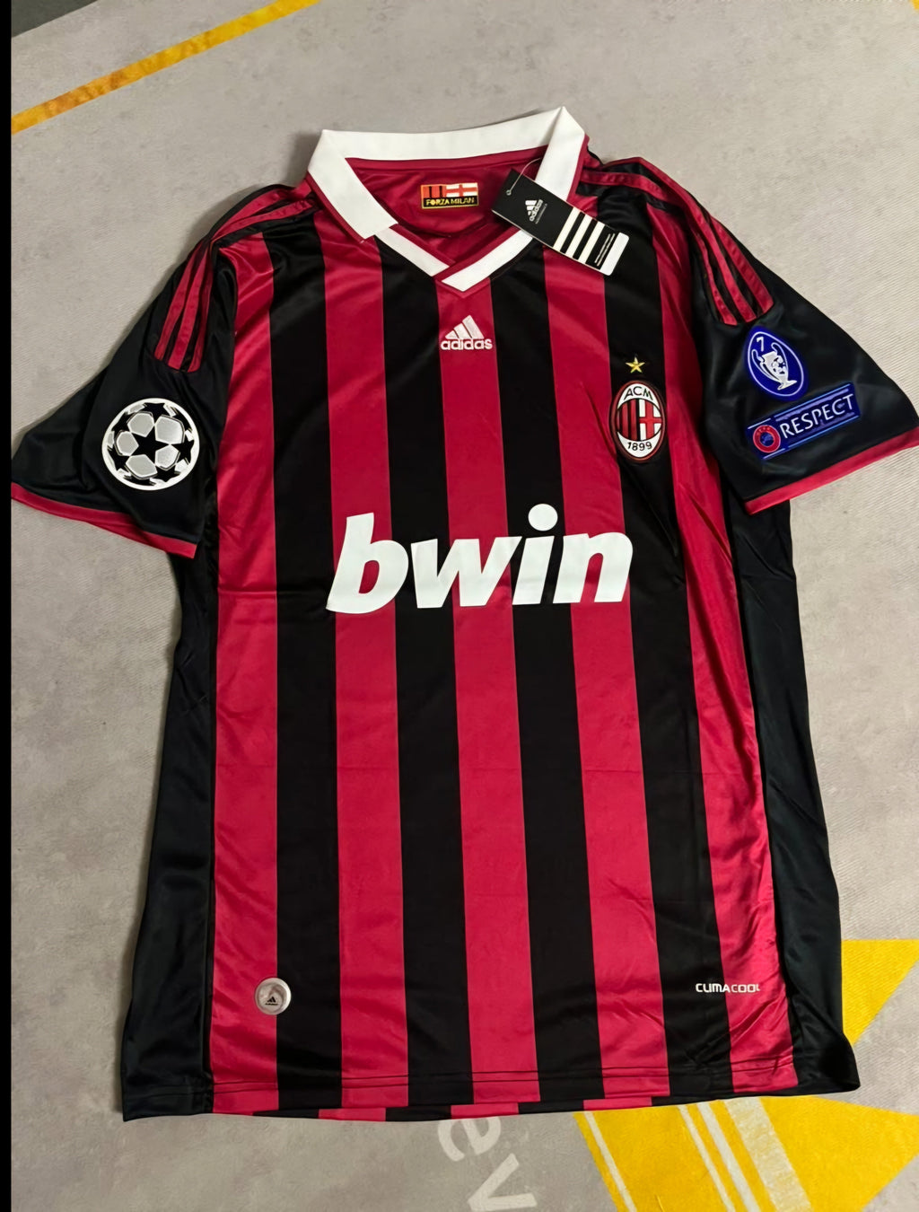 2009 Ronaldinho Gaúcho 80 - AC Milan 2010 Red Black Football Jersey – 10