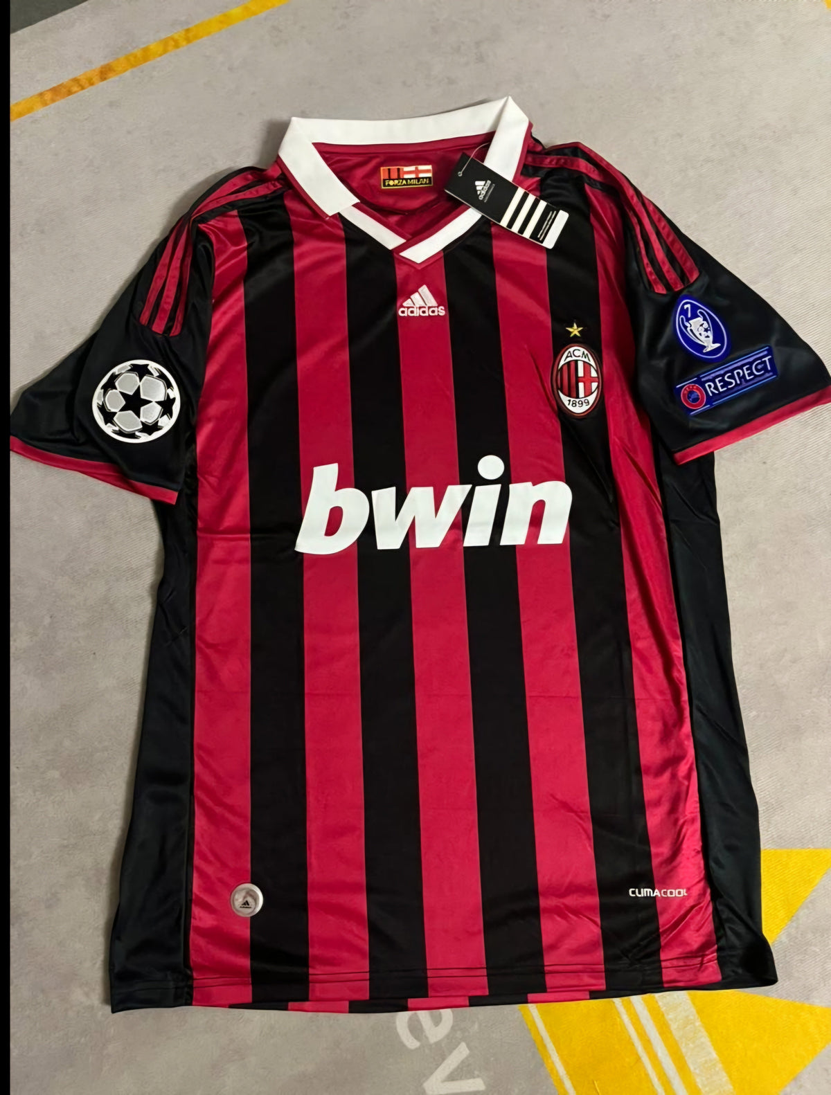 2009 Ronaldinho Gaúcho 80 - AC Milan 2010 Red Black Football Jersey – 10
