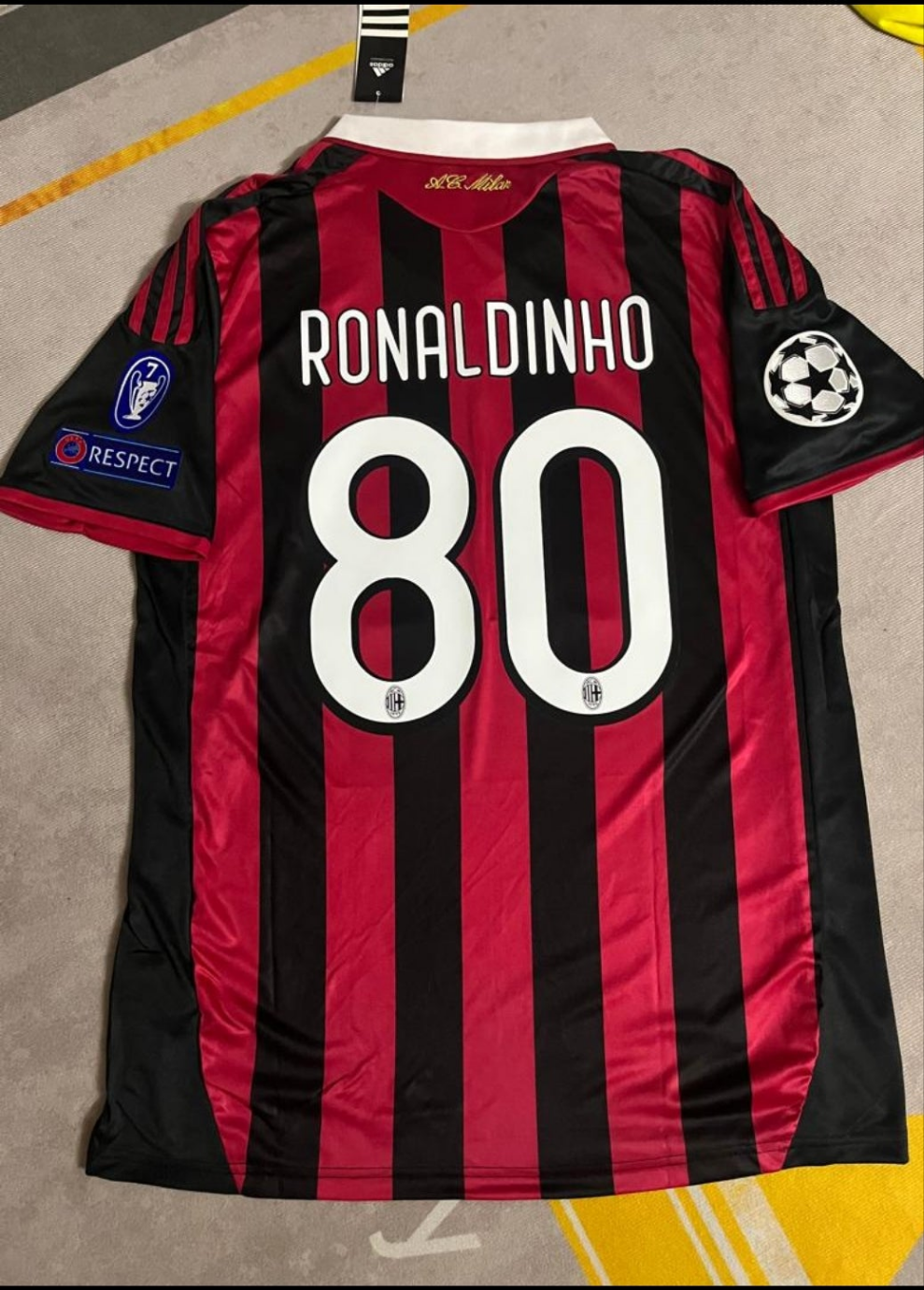 2009 Ronaldinho Gaúcho 80 - AC Milan 2010 Red Black Football Jersey – 8