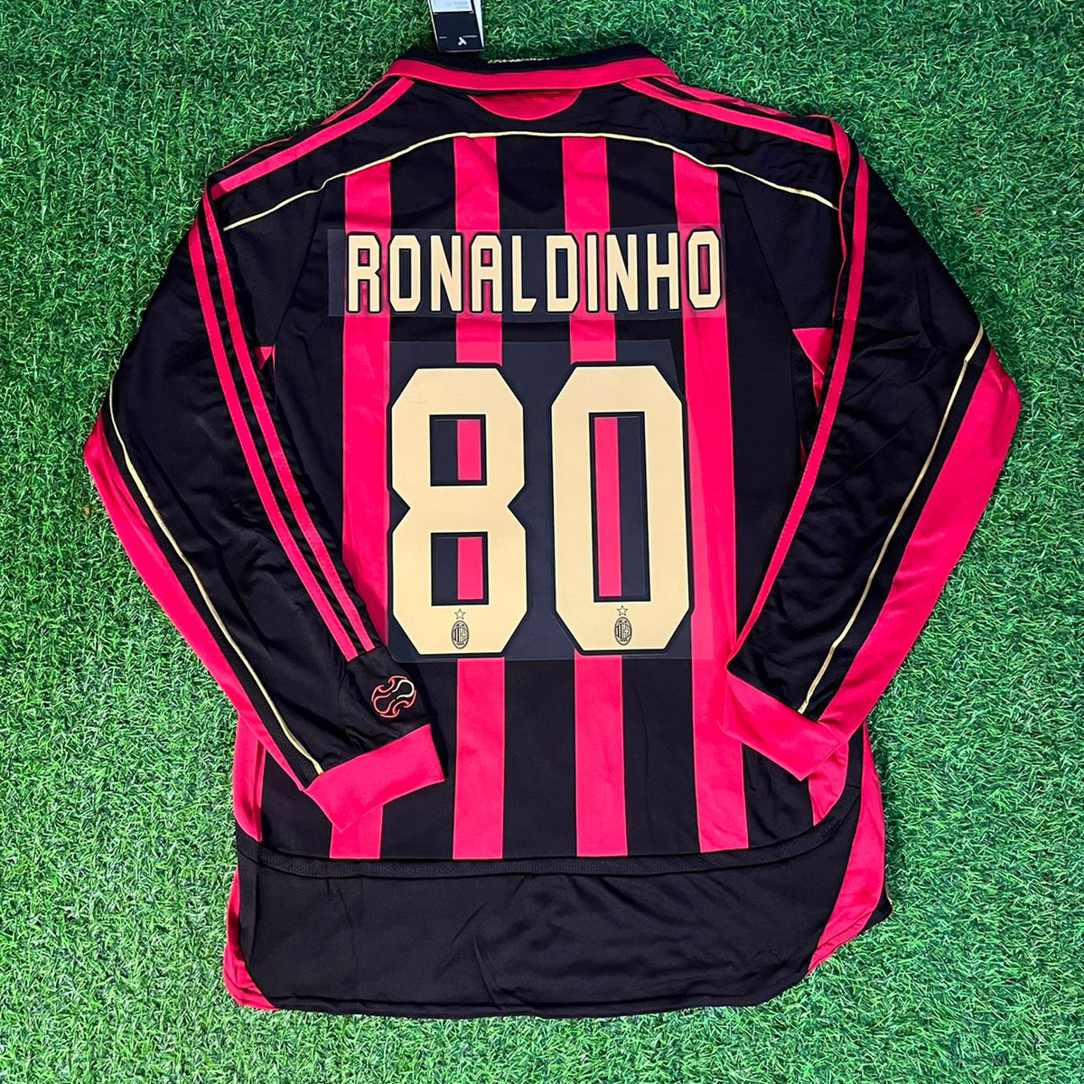 Ronaldinho Milan 2006 2007 Retro Long Sleeve Jersey – Back View