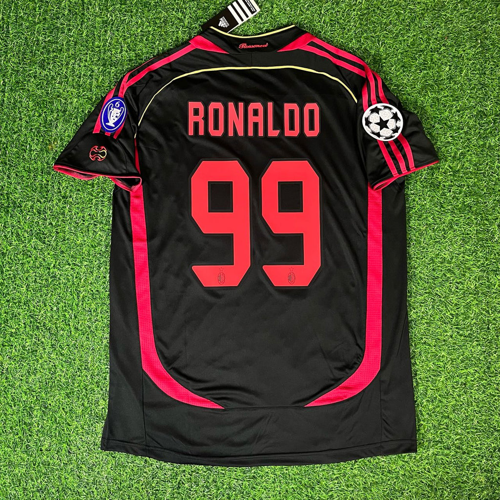 Ronaldo Nazario Fenomeno #99 – AC Milan Black 2006-07 Retro Jersey – Back View