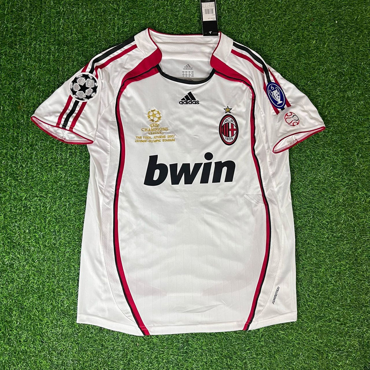 Ronaldo Nazario El Fenomeno Milan 2007 Final Athene Champions League Final White Retro Football Jersey – Front View