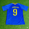 2010 Brazil World Cup Ronaldo Nazario Retro Blue Football Jersey – Back View