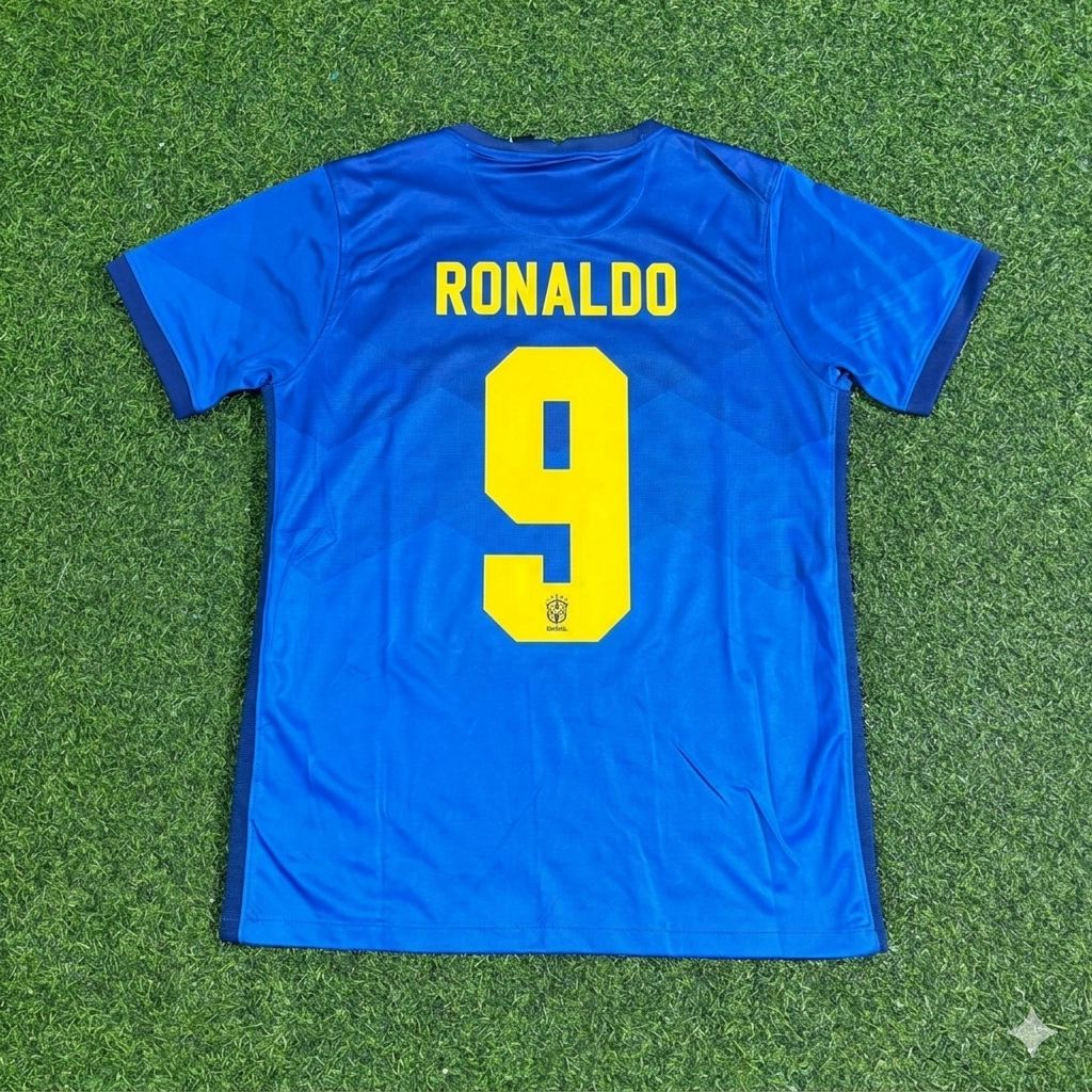 Ronaldo Nazario Brazil Blue Football Jersey – Back View