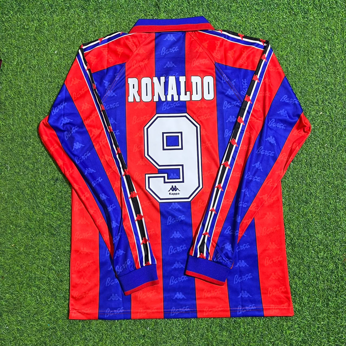 Ronaldo Nazario Barcelona 1996 1997 Retro Burgundy Long Sleeve Jersey – Back View