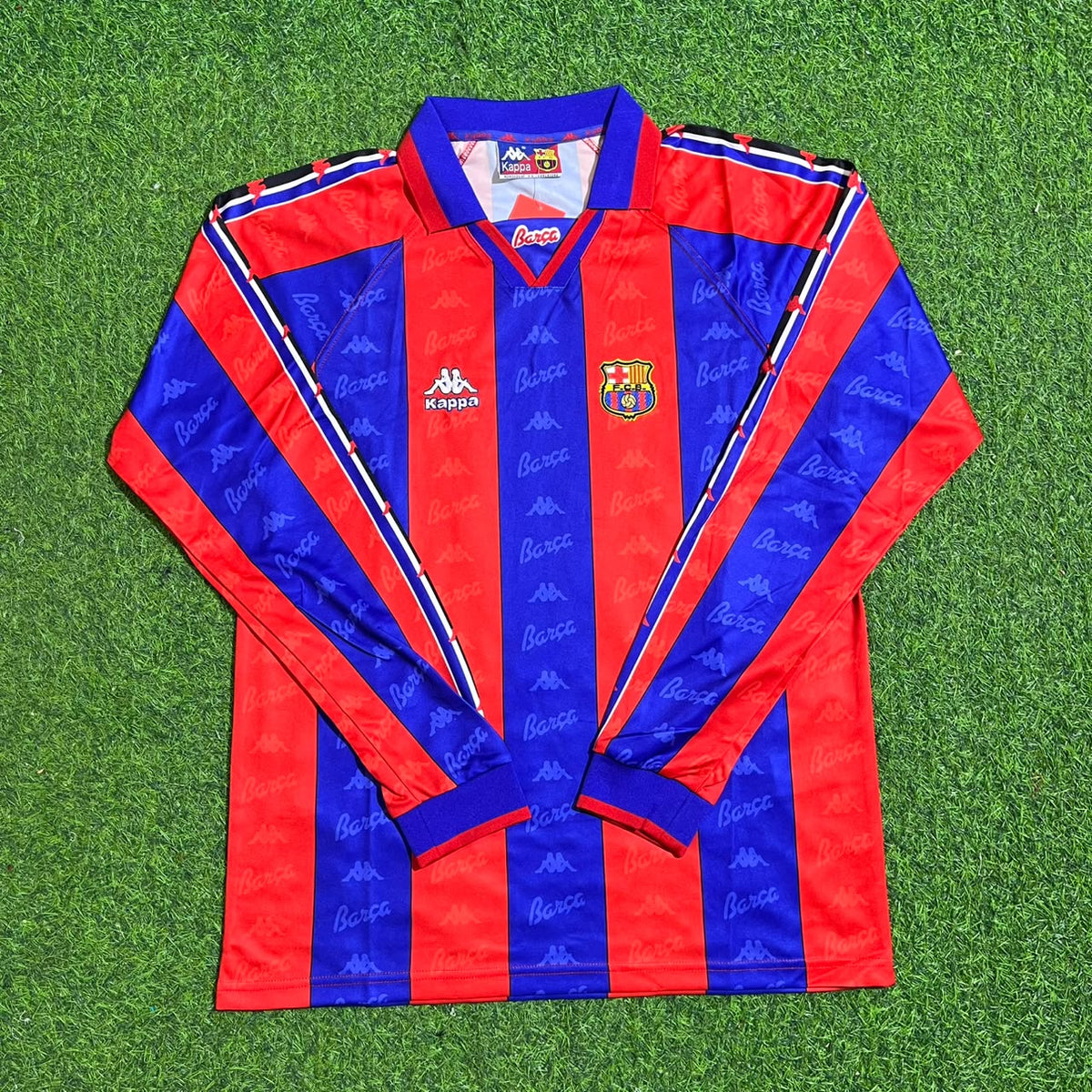 Ronaldo Nazario Barcelona 1996 1997 Retro Burgundy Long Sleeve Jersey – Front View