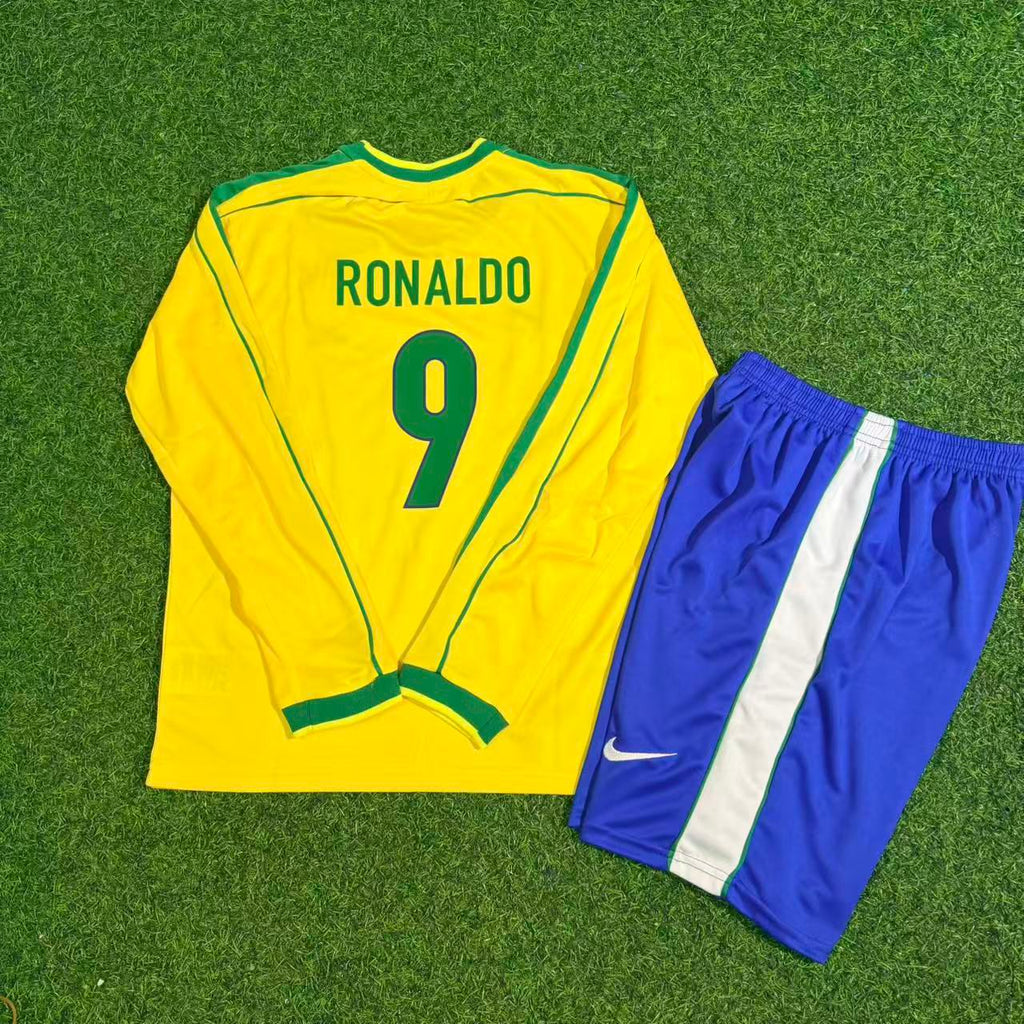 1998 Ronaldo Nazario Brazil Kids Long Sleeve Retro Football Jersey – 5