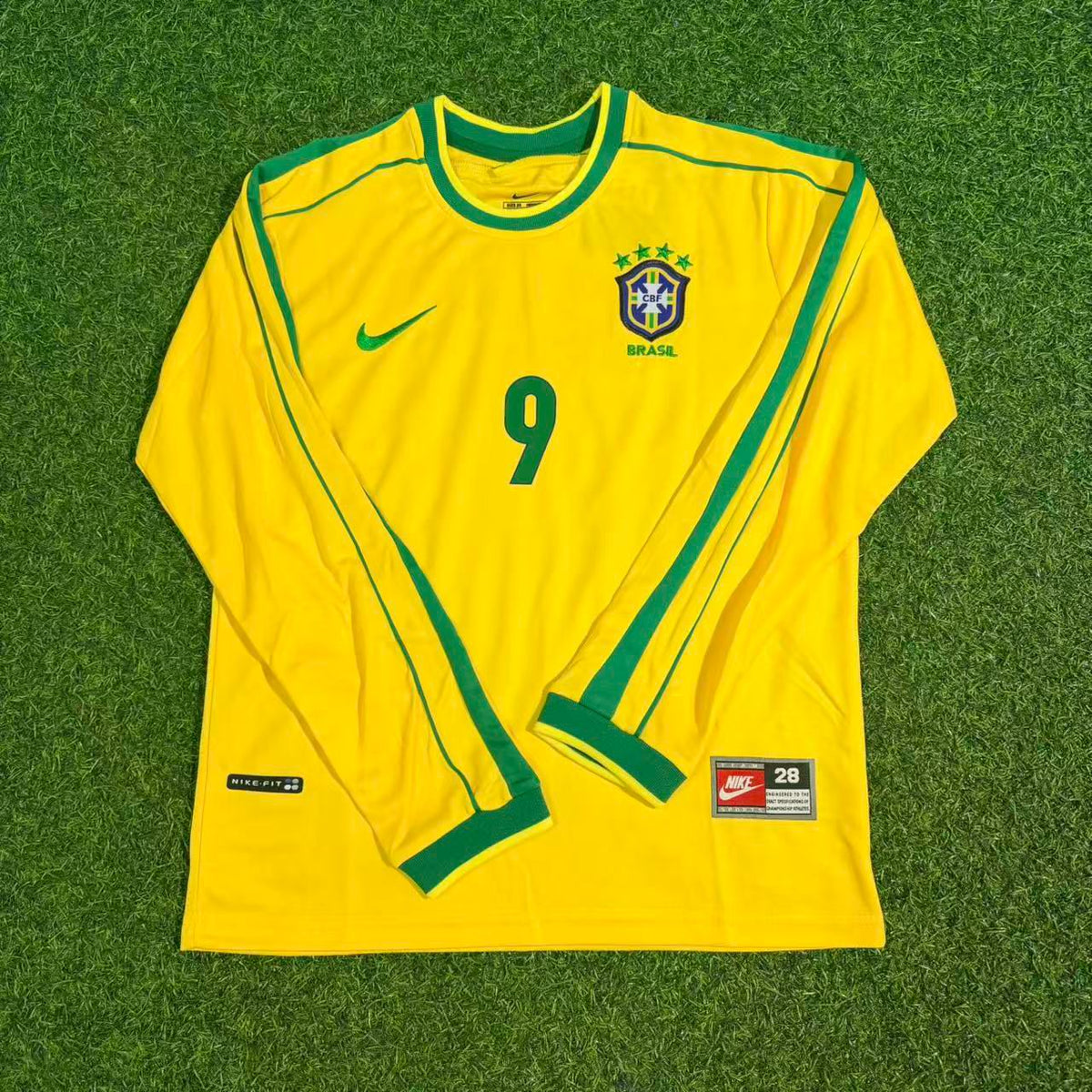 1998 Ronaldo Nazario Brazil Kids Long Sleeve Retro Football Jersey – 4