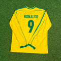 Brazil 1998 Long Sleeve Retro Football Jersey – Ronaldo Nazario – Back View