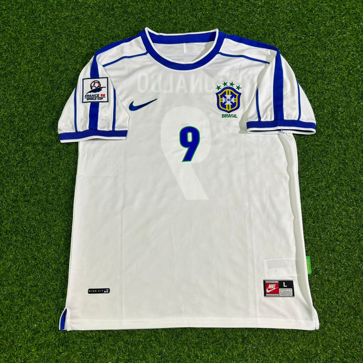 Brazil 1998 World Cup Retro Football Jersey – Ronaldo Nazario – Front View