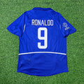Ronaldo Nazario Brazil 2002 World Cup Blue Retro Football Jersey – Back View