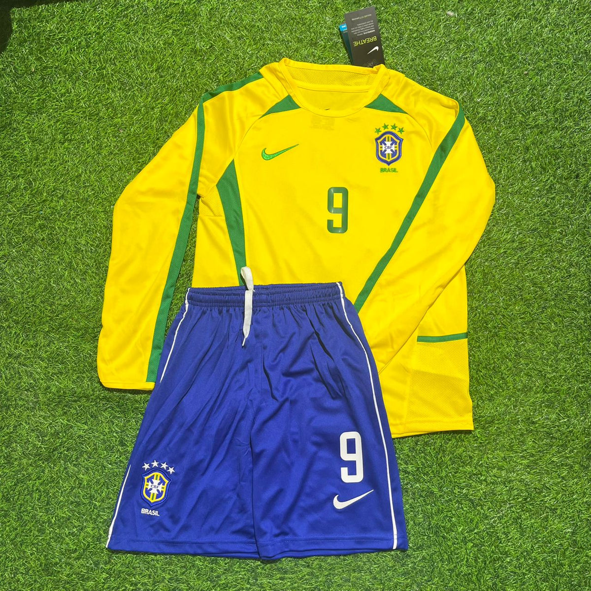 2002 Brazil World Cup Ronaldo Nazario Long Sleeve Football Jersey – Front View