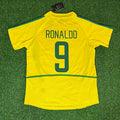 Ronaldo Nazario Brazil 2002 World Cup Yellow Retro Football Jersey – Back View